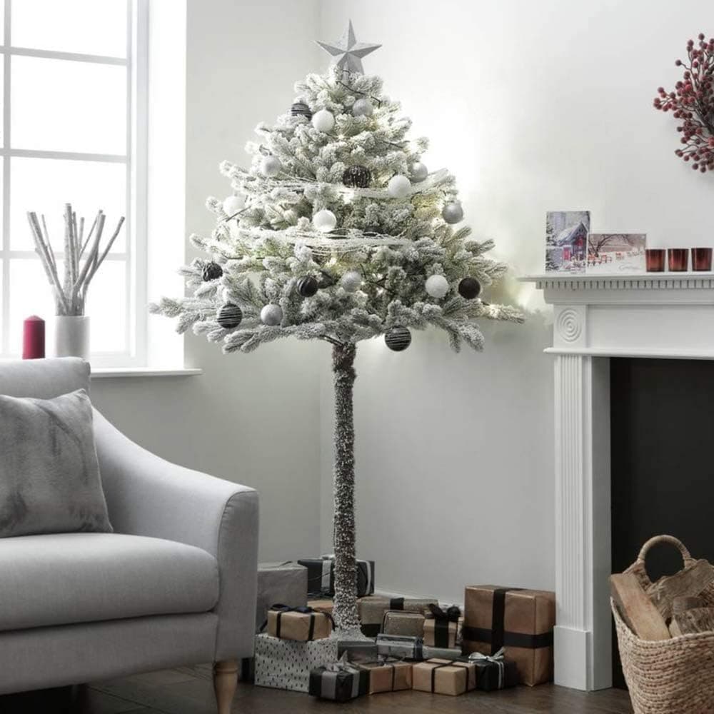 Albero di natale innevato con tronco, in PE Effetto Real Touch + Flock h 180 cm - 2
