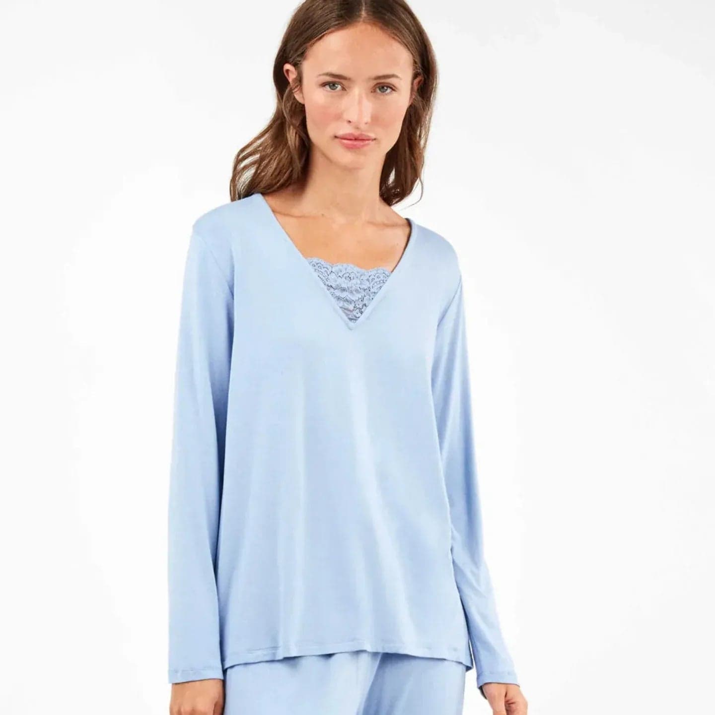 Pigiama Donna Autunno/Inverno Gisela 2/20318S – Monocromatico in Viscosa con Dettaglio Pizzo - 6