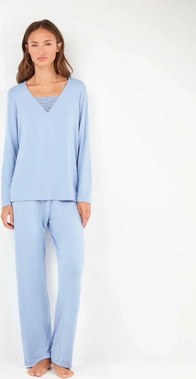 Pigiama Donna Autunno/Inverno Gisela 2/20318S – Monocromatico in Viscosa con Dettaglio Pizzo - 4