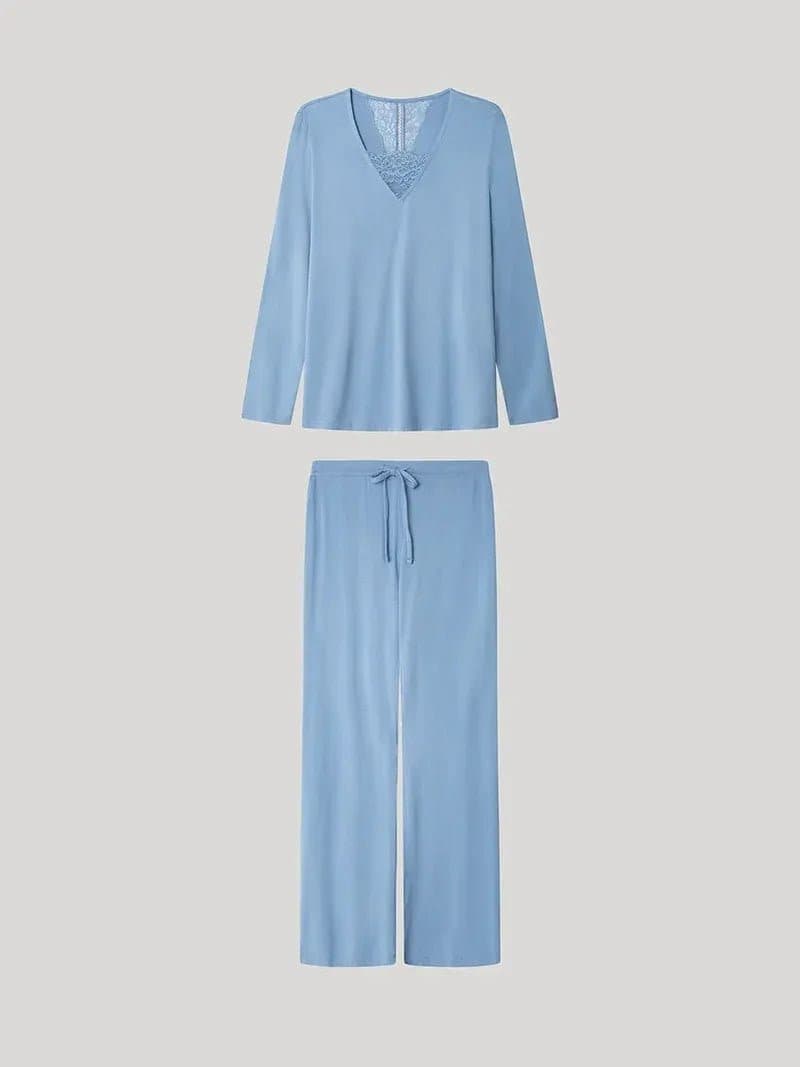 Pigiama Donna Autunno/Inverno Gisela 2/20318S – Monocromatico in Viscosa con Dettaglio Pizzo - 5