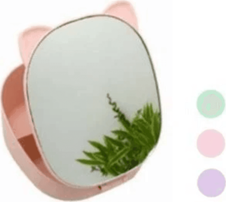 i-Total - Beauty Specchio Gatto da Trucco Pieghevole con contenitore Rosa (XL2960B) - 2
