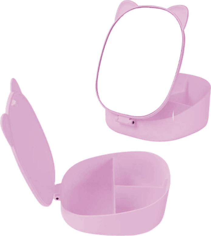 i-Total - Beauty  Specchio Gatto da Trucco Pieghevole con contenitore Lilla (XL2960C) - 2