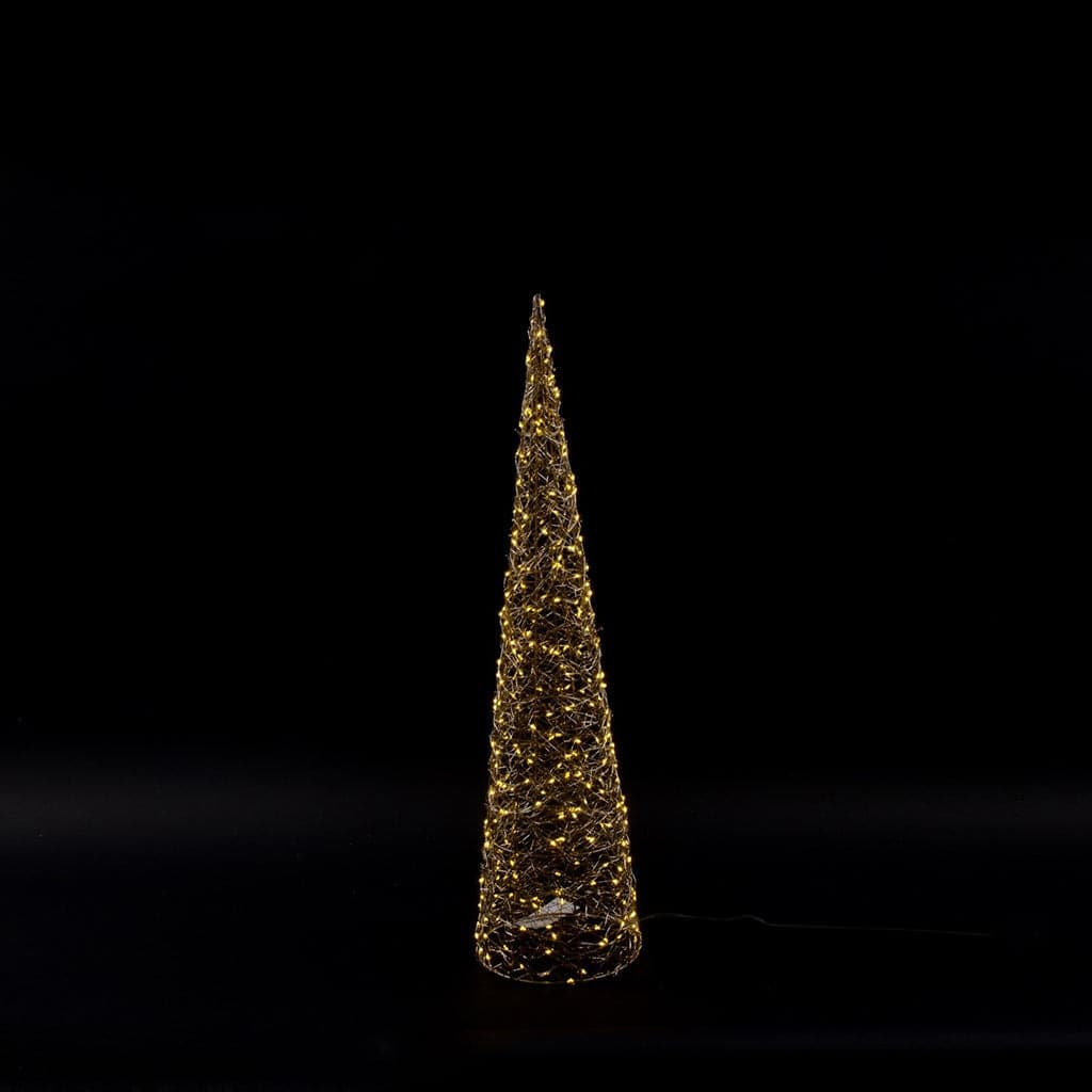 Albero di Natale "Supreme" cono glitterato con luci a led Color Oro - 3