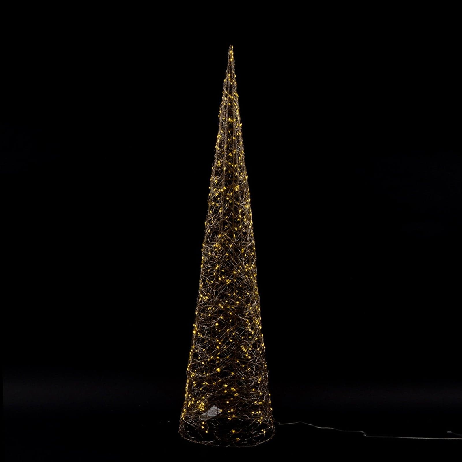 Albero di Natale "Supreme" cono glitterato con luci a led Color Oro - 4