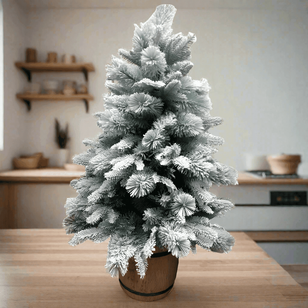 Albero di Natale Pino innevato con vaso in PE real Touch + PP Aghi di Pino h 130 cm - 2