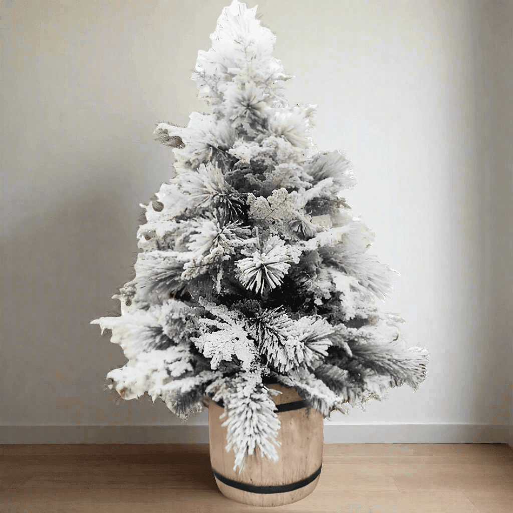 Albero di natale innevato in PP Effetto Aghi di Pino + PE Effetto Real Touch + Flock h 130 cm - 2