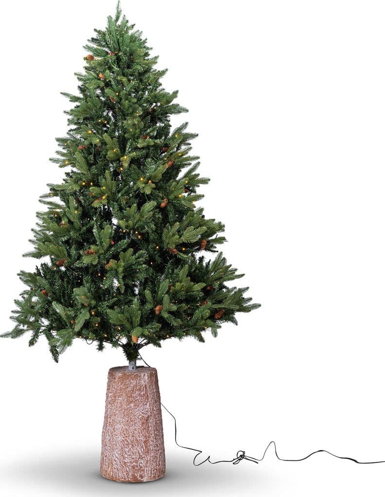 Albero di Natale con base tronco e luci led "Marmolada" in PE Effetto Real Touch+ PVC – 180 cm – Mercury