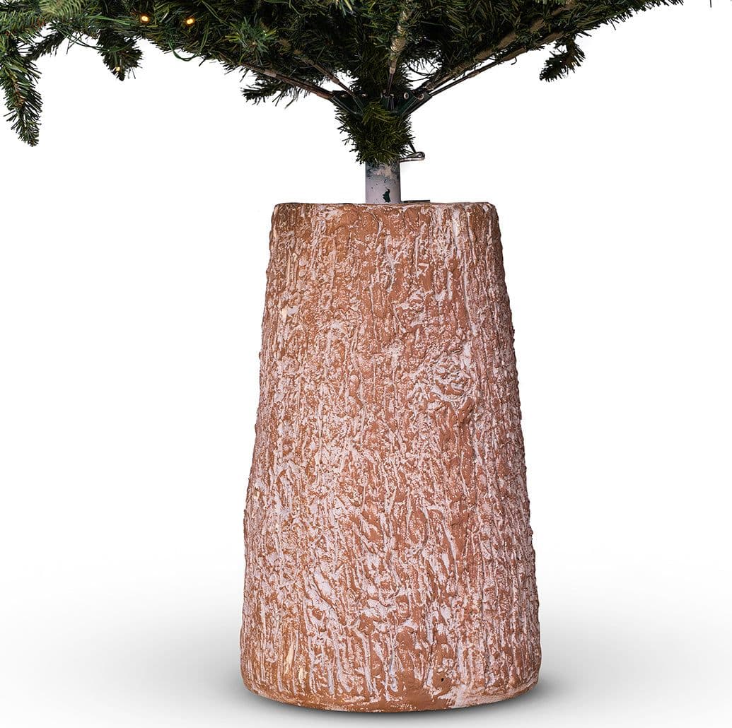 Albero di Natale con base tronco e luci led "Marmolada" in PE Effetto Real Touch+ PVC - 2