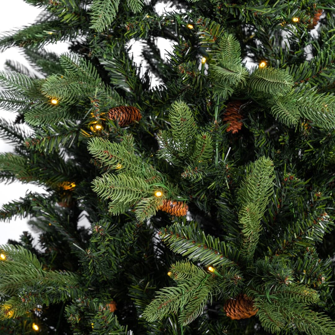 Albero di Natale con base tronco e luci led "Marmolada" in PE Effetto Real Touch+ PVC - 4