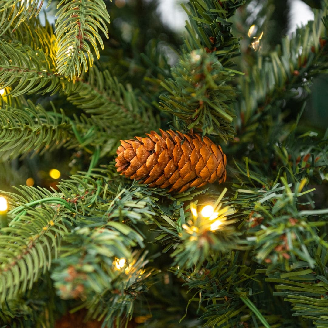 Albero di Natale con base tronco e luci led "Marmolada" in PE Effetto Real Touch+ PVC - 7