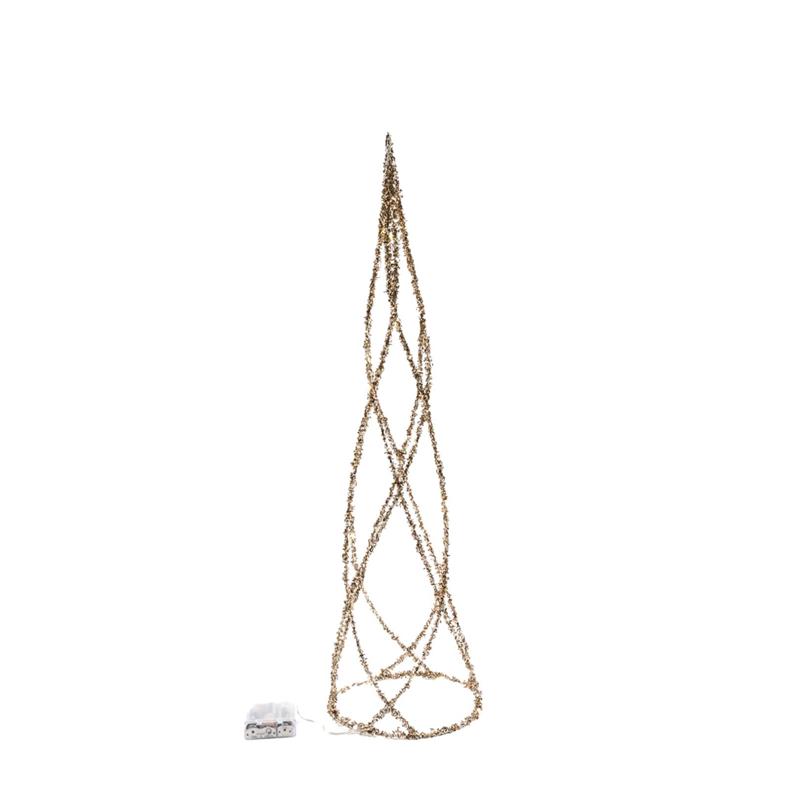 Albero di Natale cono glitterato "Style" con luci a led Color Oro - 5