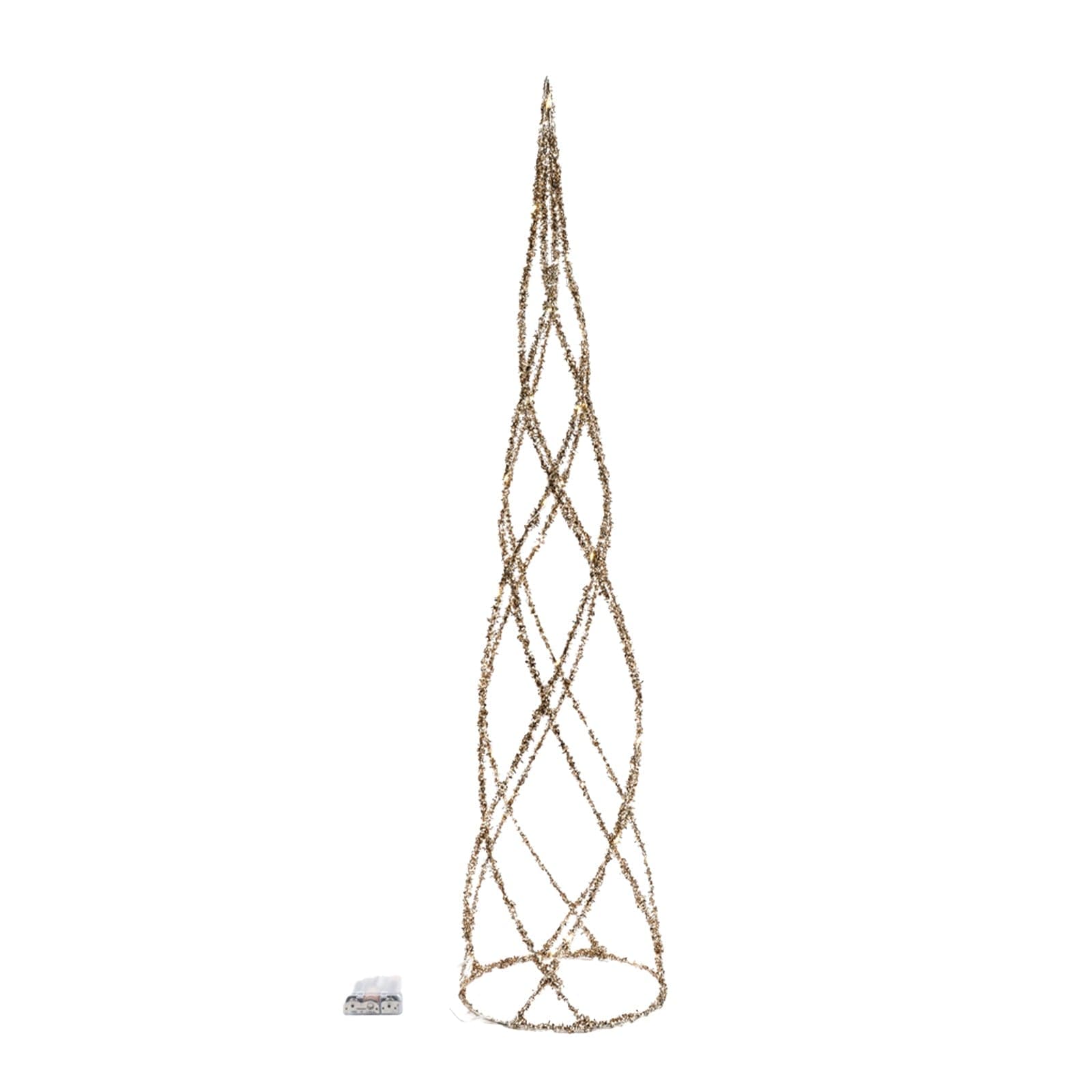 Albero di Natale cono glitterato "Style" con luci a led Color Oro - 6