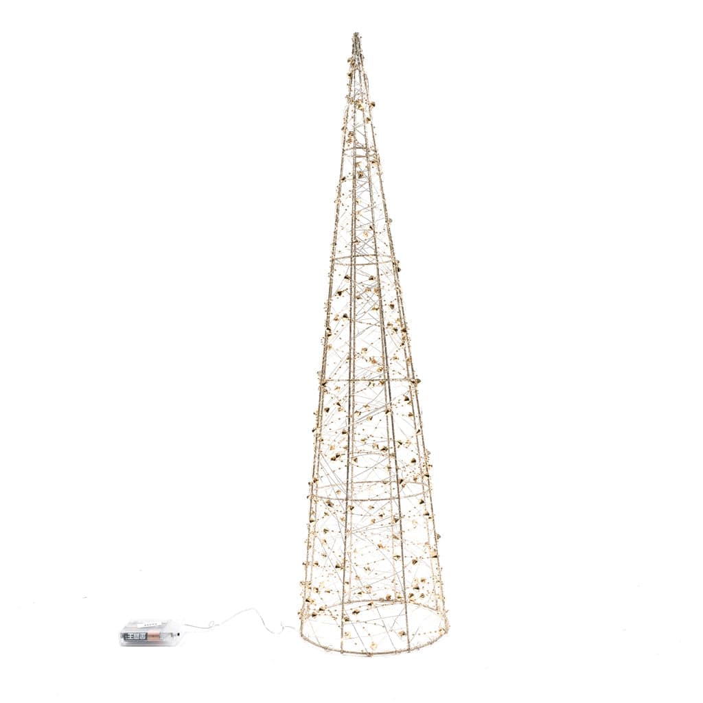 Albero di Natale cono glitterato "Diamonds" con luci a led Color Oro - 6