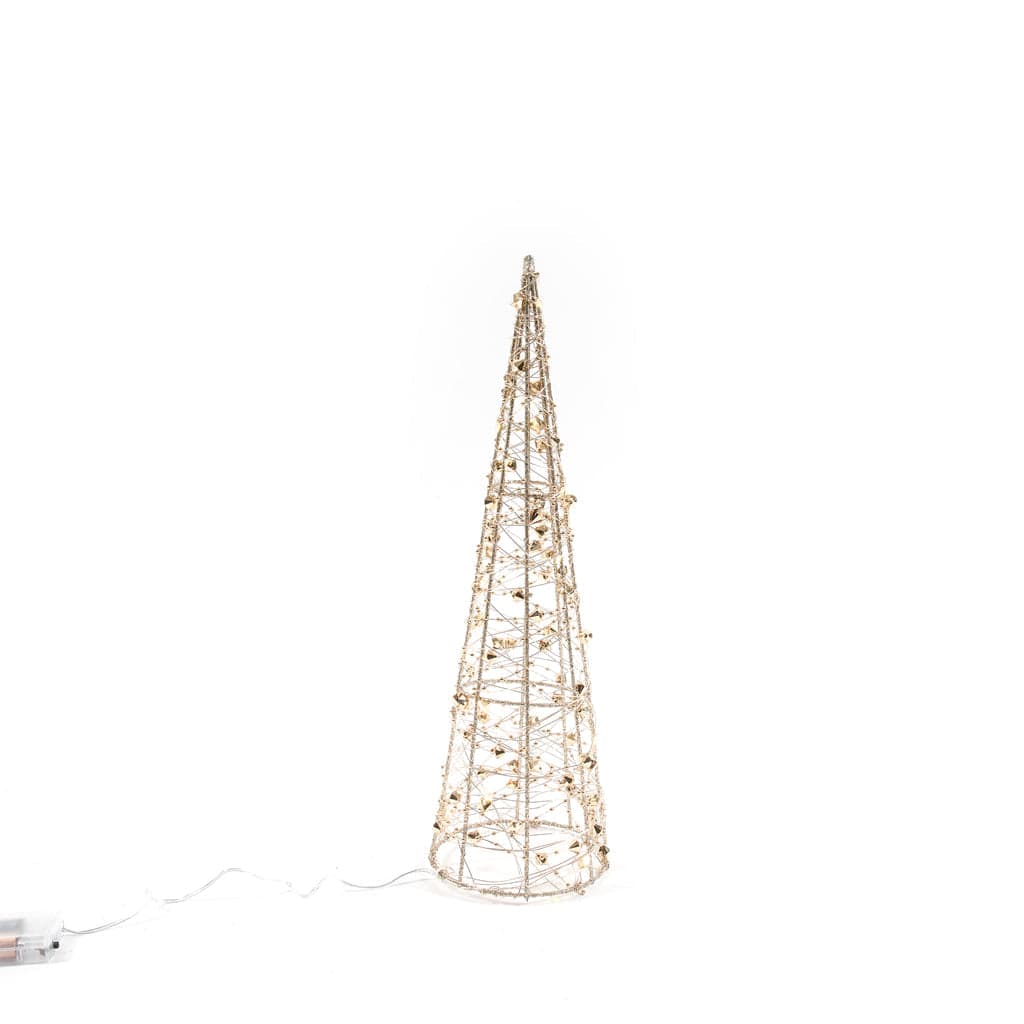 Albero di Natale cono glitterato "Diamonds" con luci a led Color Oro - 5