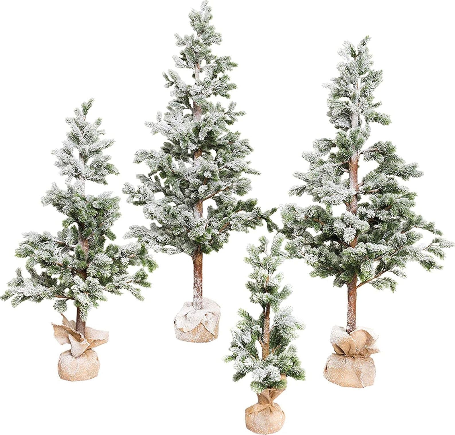 Albero di natale pinetto innevato h 150 cm in PE Real Touch con base in Juta - 2