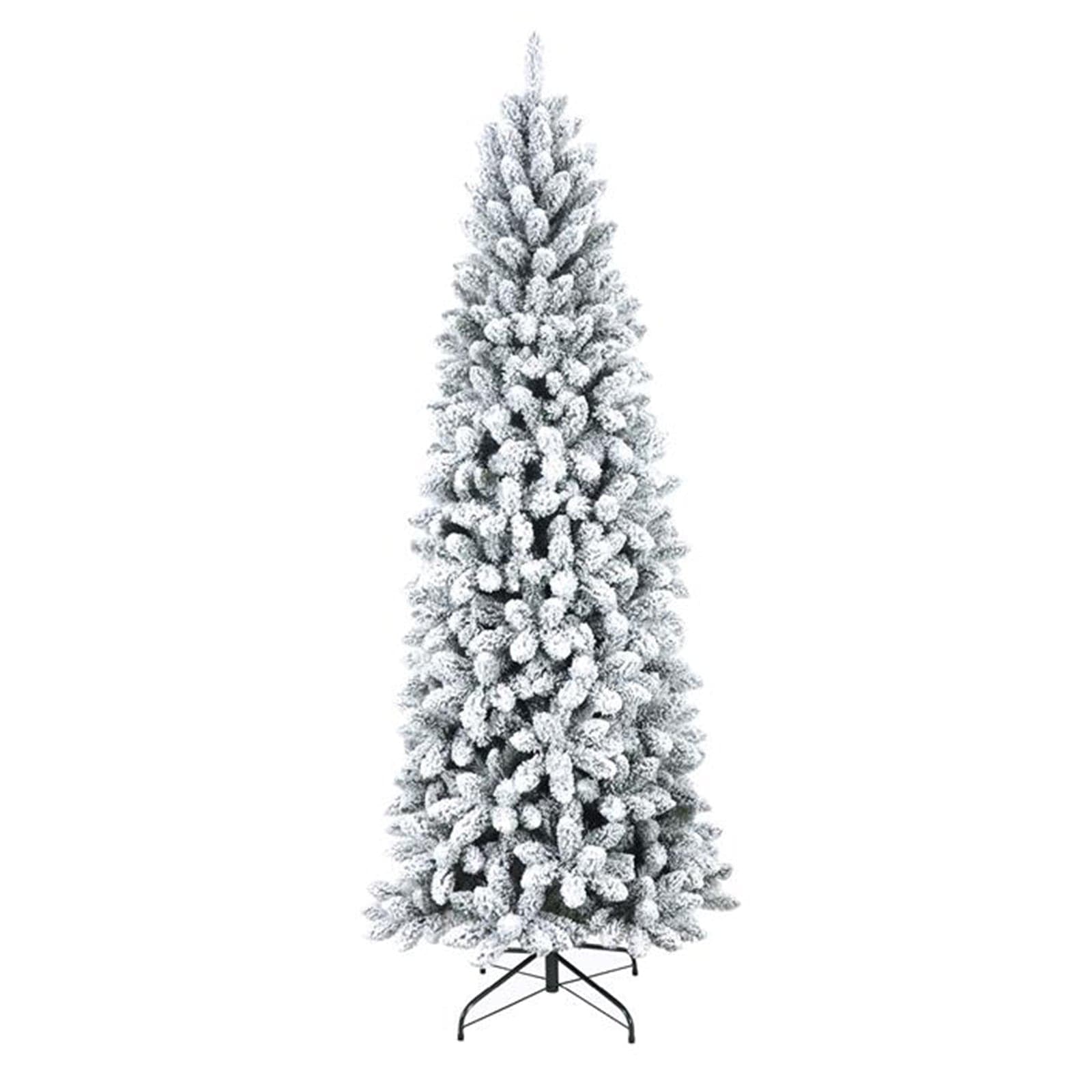 Albero di natale "Jackie Slim innevato" in PVC e Flock Bianco per dimensioni ridotte - 3