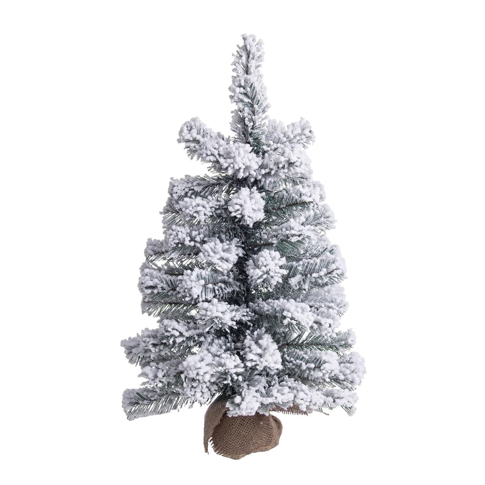 Albero di natale "Pinetto Timmy Innevato" in PVC + Flock Bianco con base in juta - 5