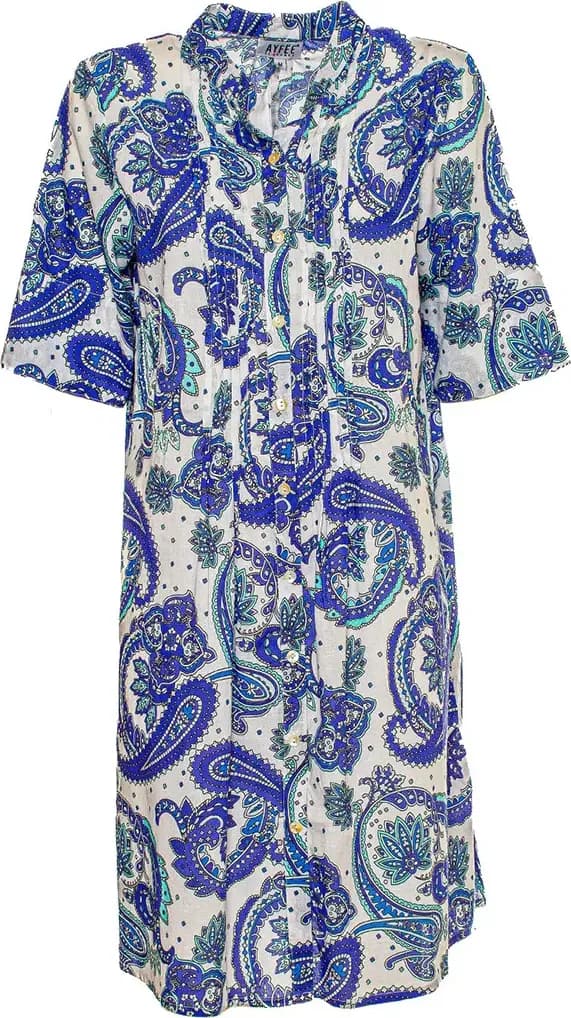 AYFEE | Kaftano chemisier manica corta blue cashemere print - 2