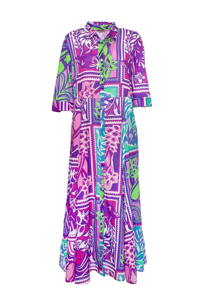 AYFEE | Abito lungo chemisier fantasia palms mix and match - 3
