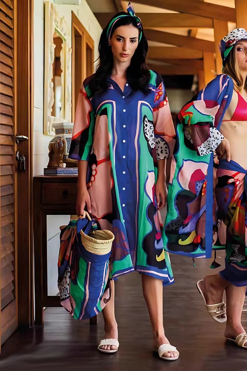 AYFEE | Kaftano midi chemisier Abstract Print - 4