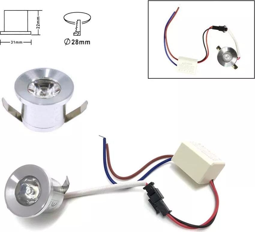Kit 10 Faretti Luce Calda Faretto Led A Incasso 1 W Trasformatore Silver P31 - 2