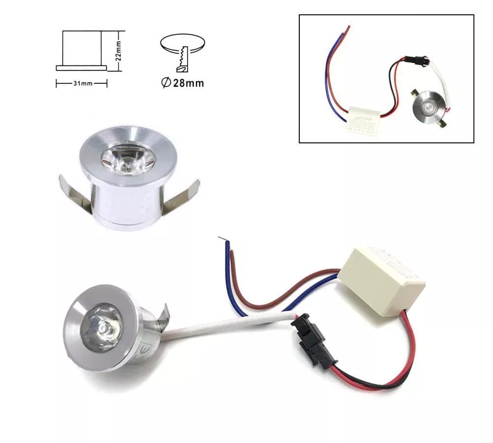 Kit 10 Faretti Luce Calda Faretto Led A Incasso 1 W Trasformatore Silver P31 - 2