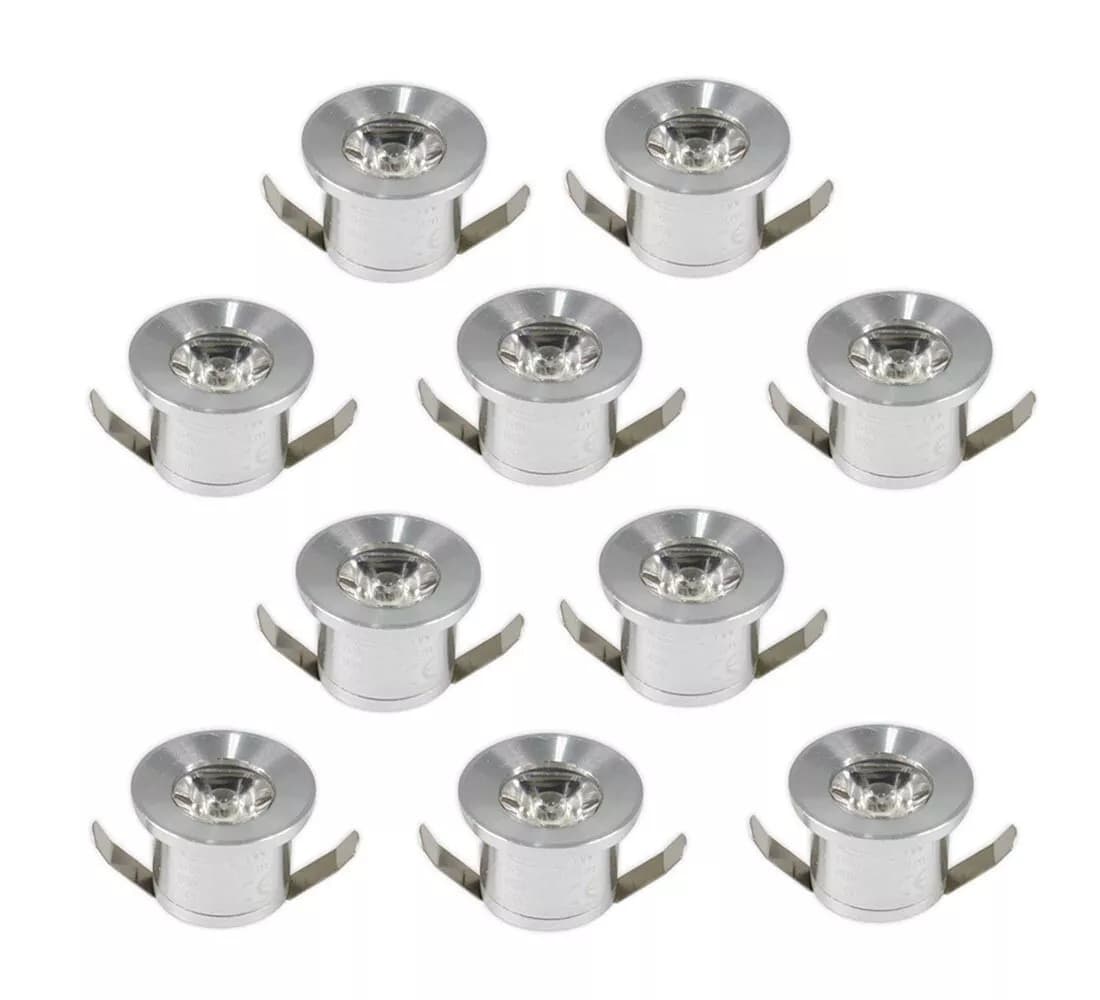 Kit 10 Faretti Luce Naturale Faretto Led A Incasso 1 W Trasformatore Silver P31 - 5