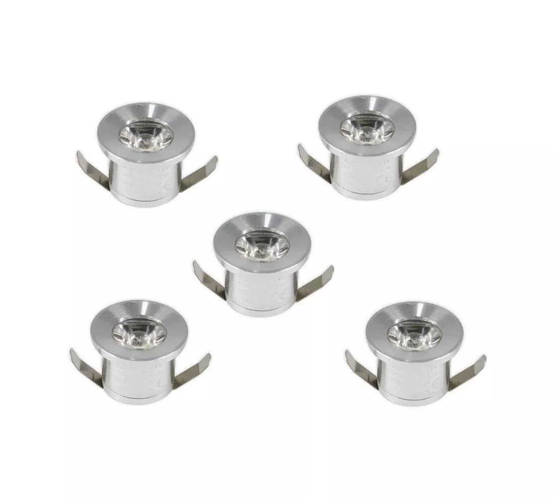 Kit 5 Faretti Luce Rosso Faretto Led A Incasso 1 Watt Trasformatore Silver P31 - 5