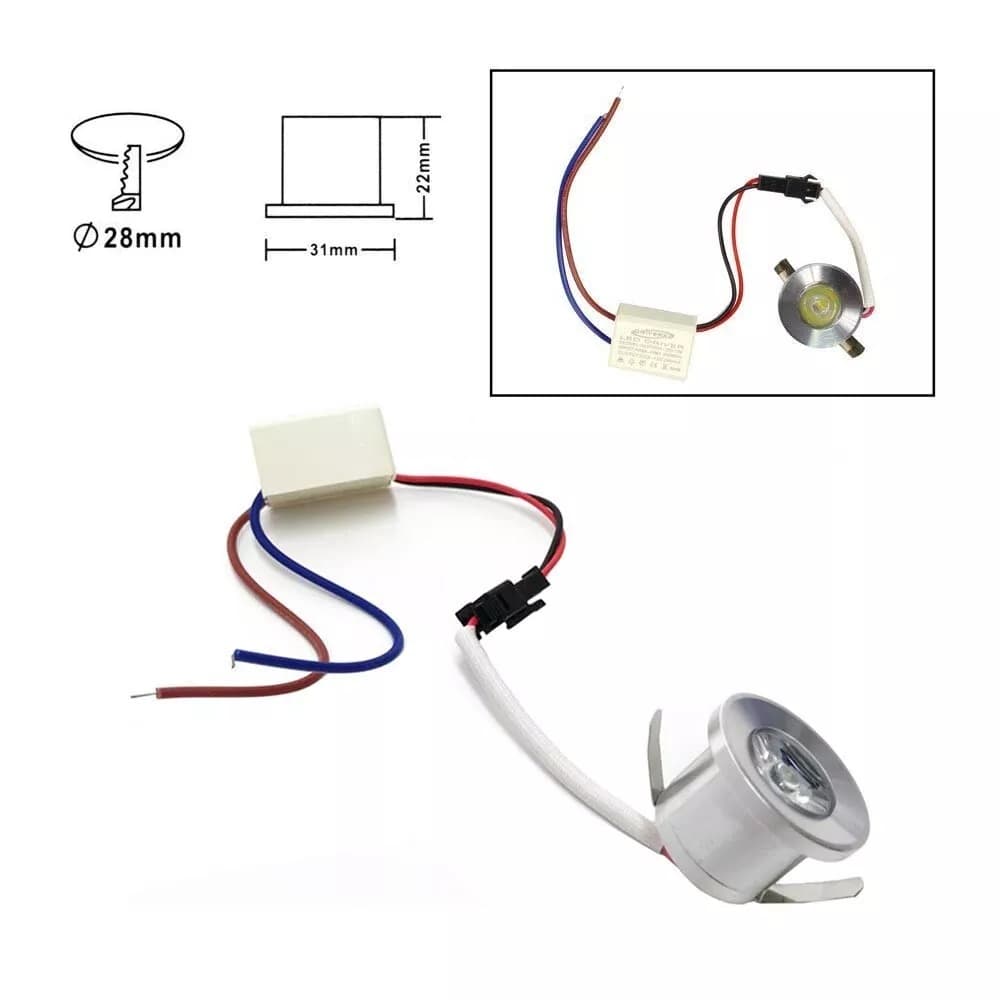 Kit 5 Faretti Luce Rosso Faretto Led A Incasso 1 Watt Trasformatore Silver P31 - 3