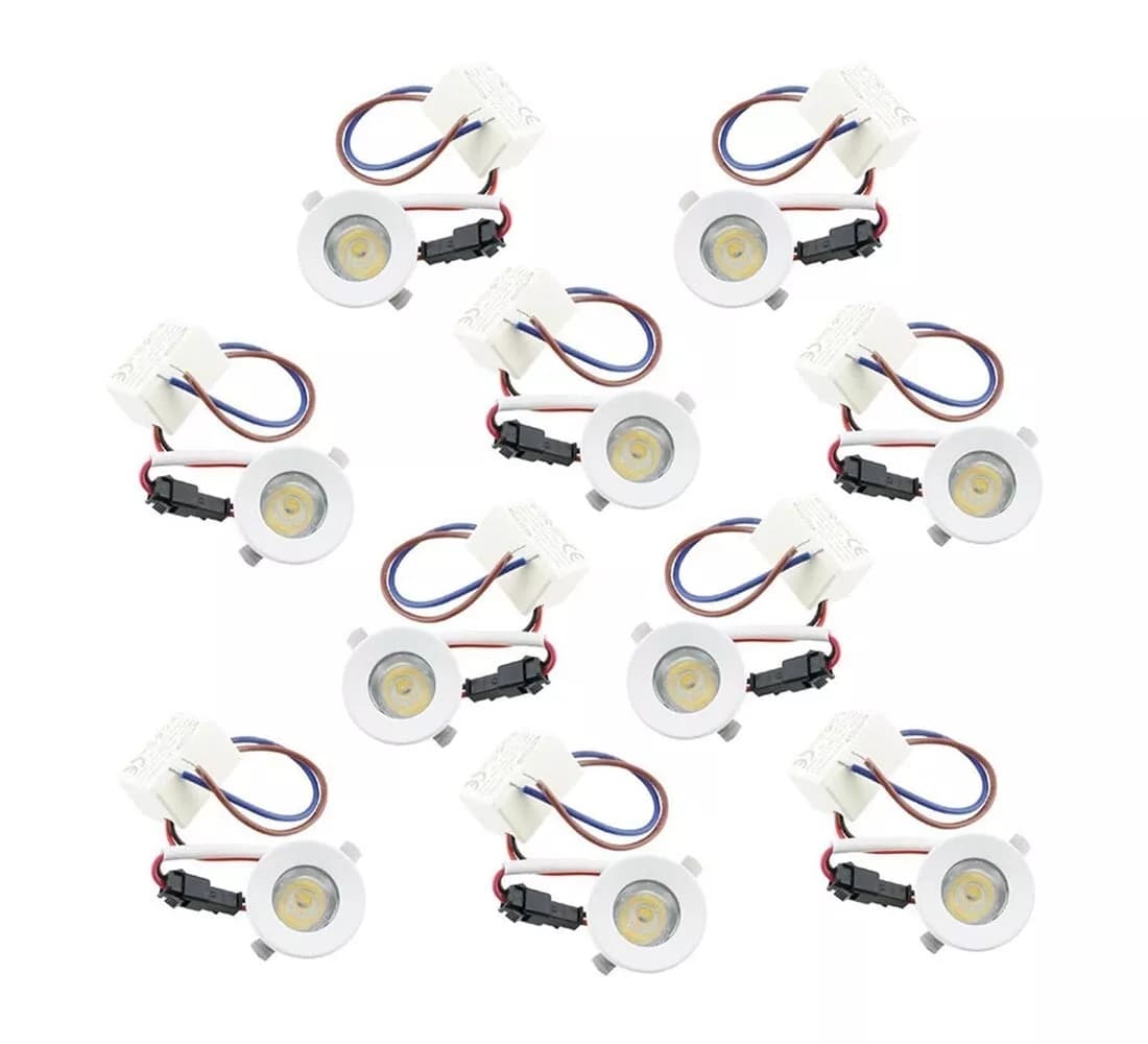 Kit 10 Faretti A Incasso Faretto Led Luce Blu 1 W Bordo Bianco P31 - 5