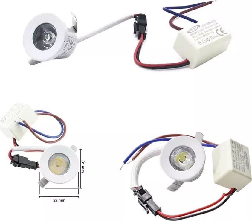 Kit 10 Faretti A Incasso Faretto Led Luce Blu 1 W Bordo Bianco P31 - 3