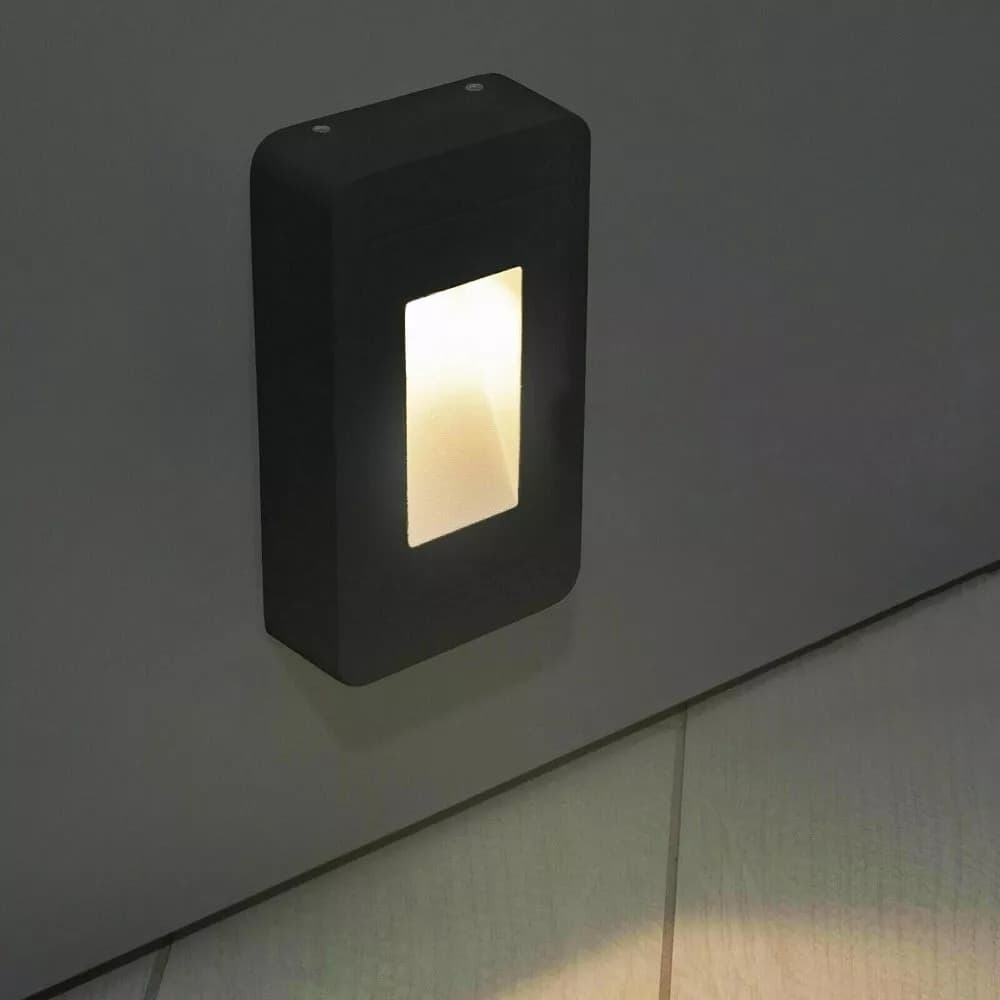 Applique Led Luce Naturale Faretto 12 W Segnapassi A Muro Esterno Nero Ip65 Es62 - 2