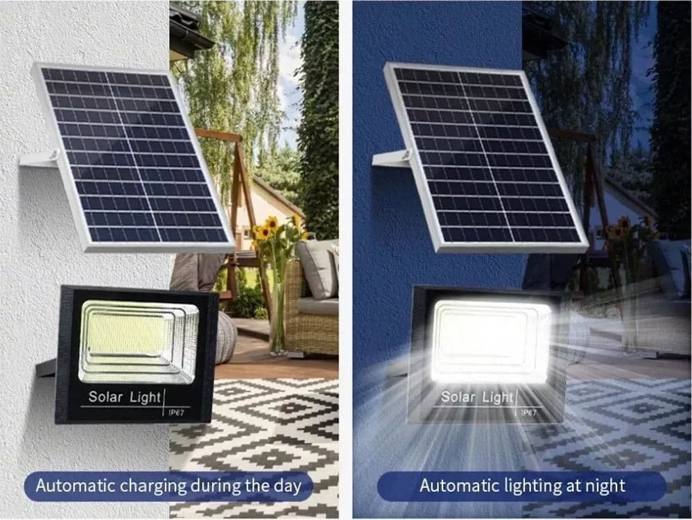 Kit Faro Led Pannello Solare Crepuscolare Faretto 25 W Luce Bianca Telecomando - 2