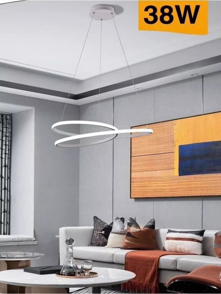 Lampadario Led A Sospensione Anelli Incrociati 38 W Luce Bianca Calda Naturale - 5