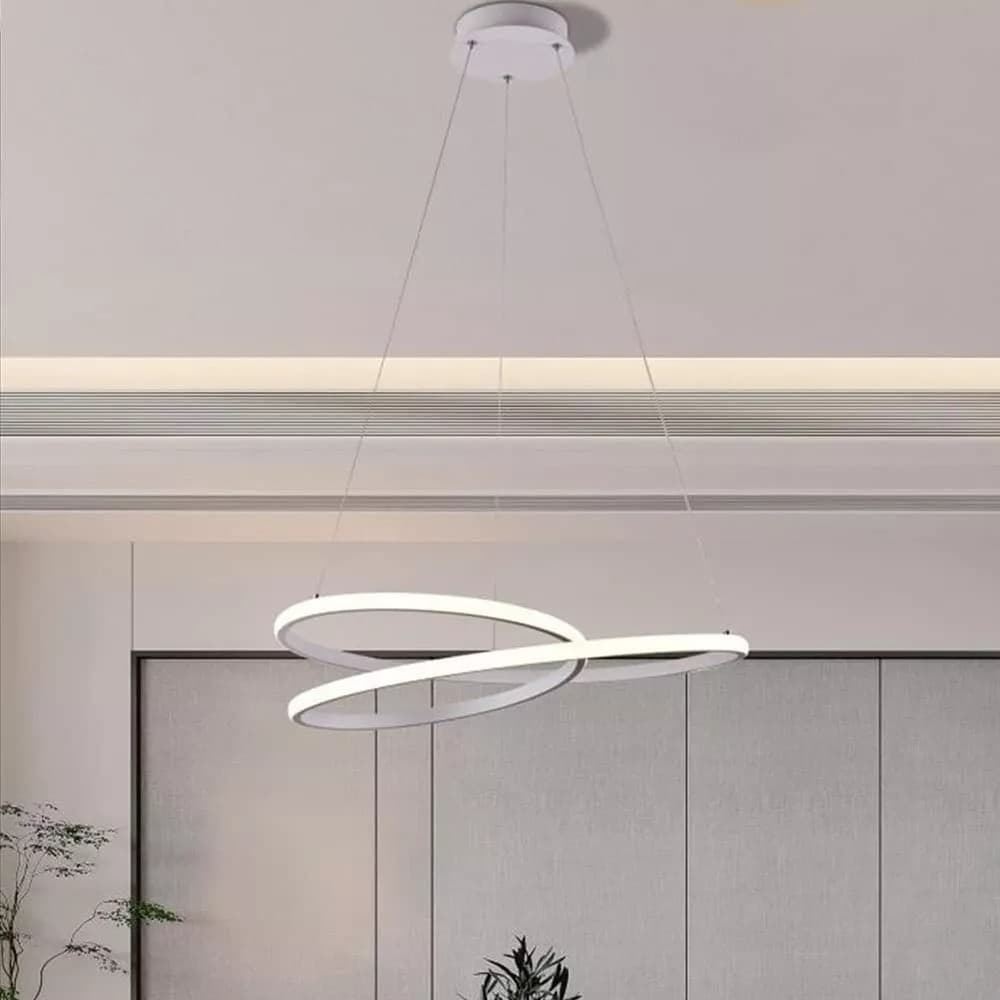 Lampadario Led A Sospensione Anelli Incrociati 38 W Luce Bianca Calda Naturale - 2