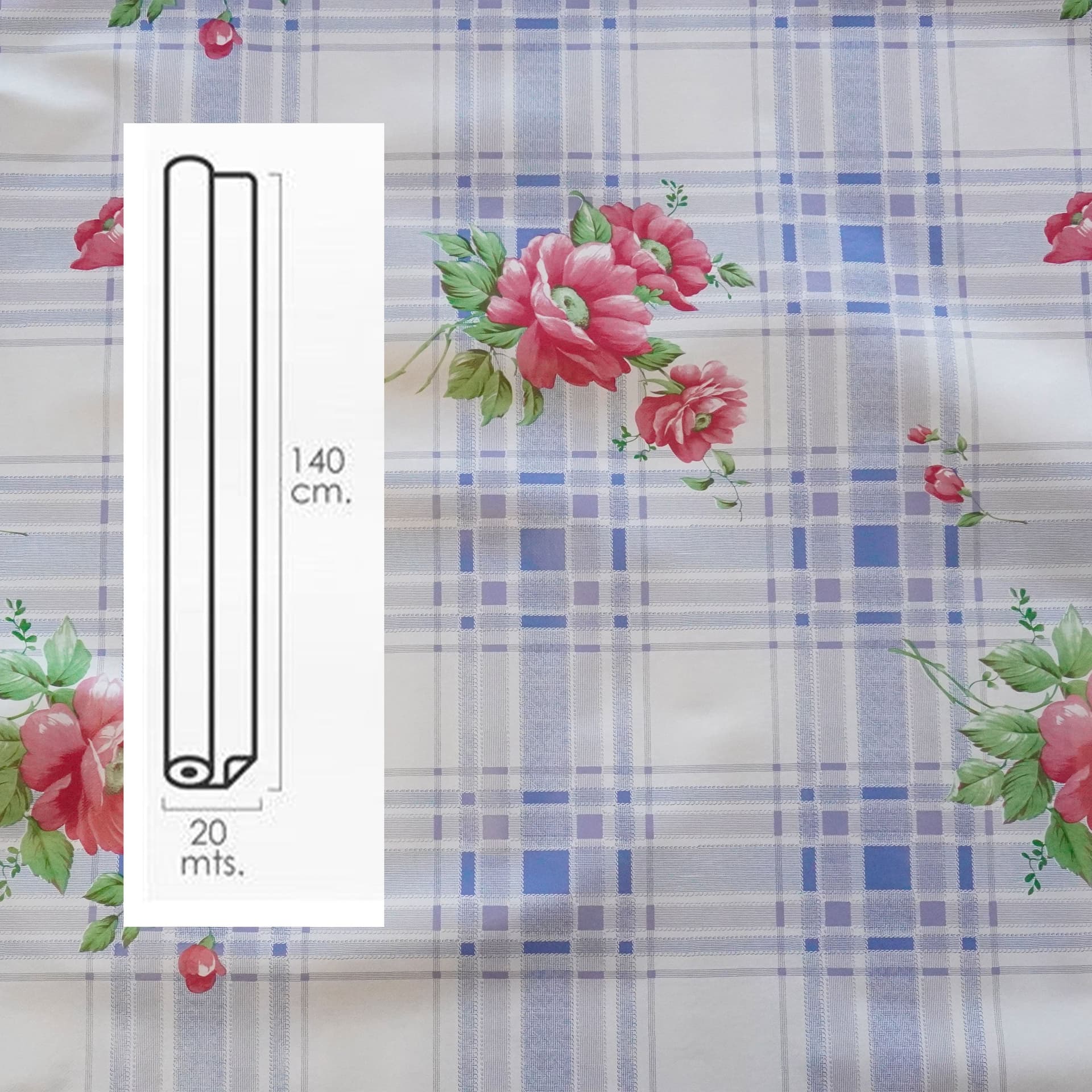 ***MEGA STOCK*** Rotolo da 20 metri (H140cm) di Tovaglia PVC telata cerata Per Casa, Sagre, Pizzerie BLU E ROSSO - 2