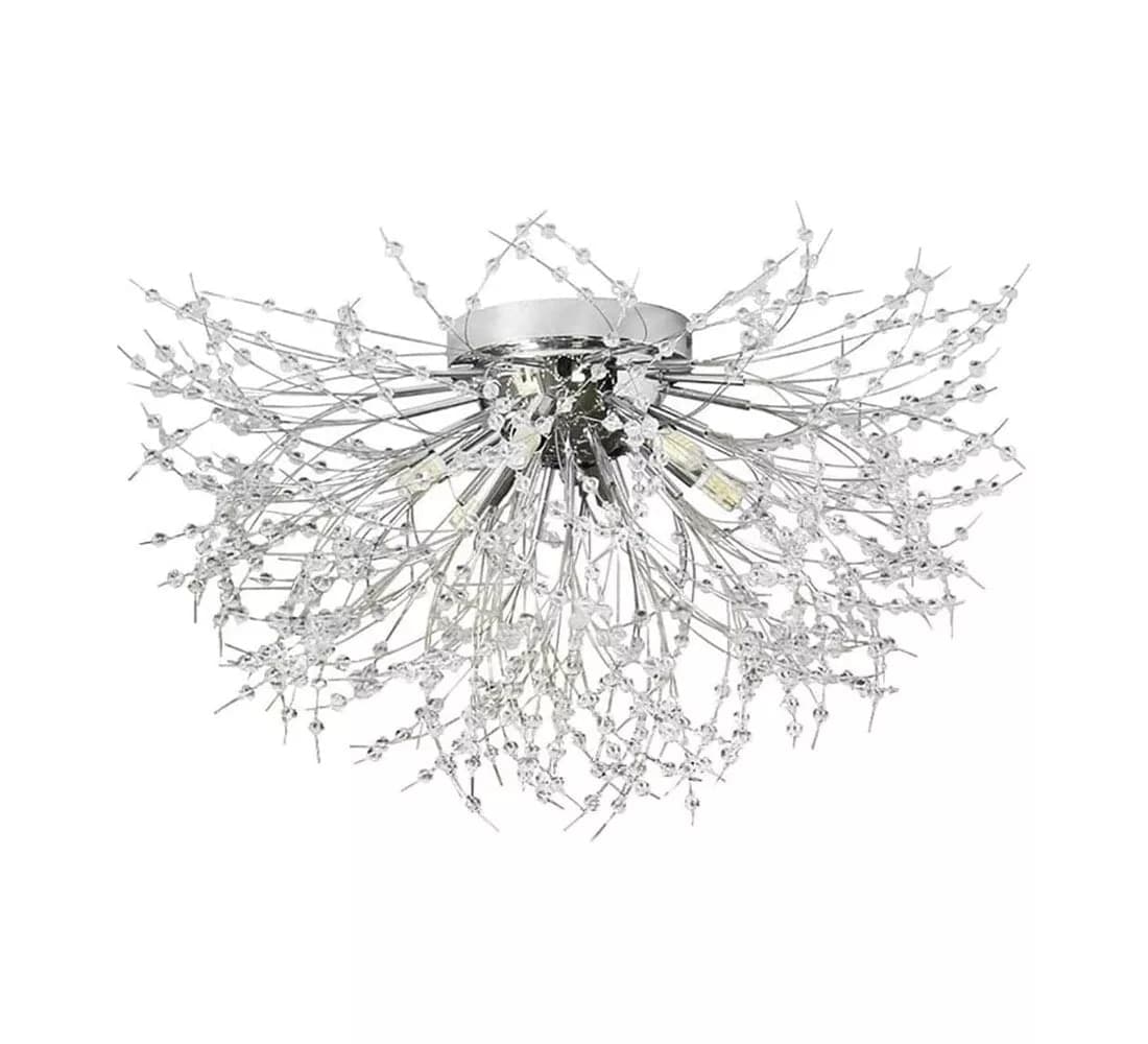 Lampadario Plafoniera G9 Fili In Acciaio Con Cristalli Stile Moderno Pn13a - 2