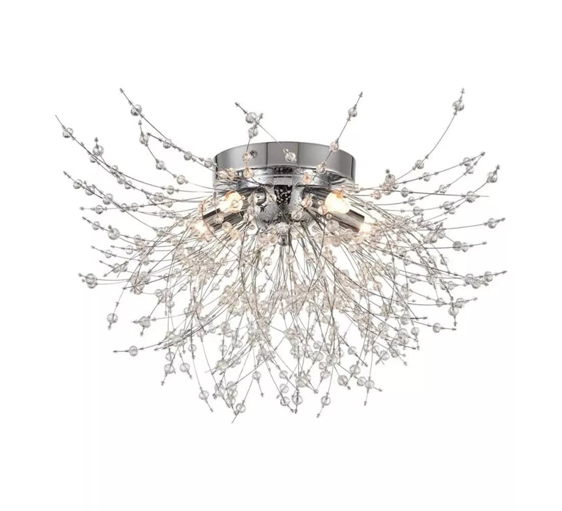 Lampadario Plafoniera G9 Fili In Acciaio Con Cristalli Stile Moderno Pn13a - 3
