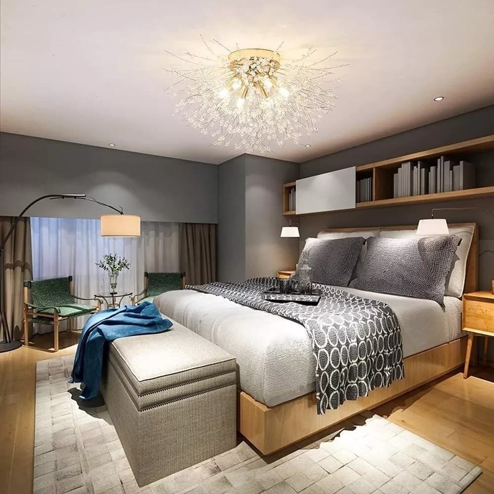 Lampadario Plafoniera G9 Fili In Acciaio Con Cristalli Stile Moderno Pn13o - 2