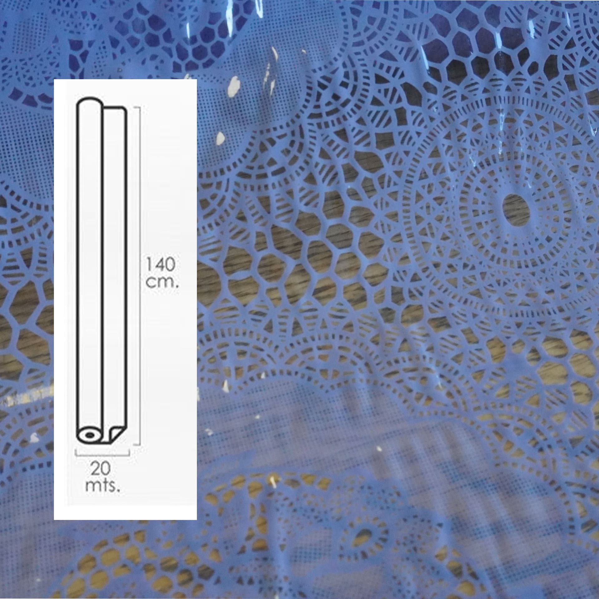 ***MEGA STOCK*** Rotolo da 20 metri (H140cm) di Tovaglia PVC SEMITRASPARENTE Per Casa, Sagre, Pizzerie EFFETTO UNCINETTO - 3