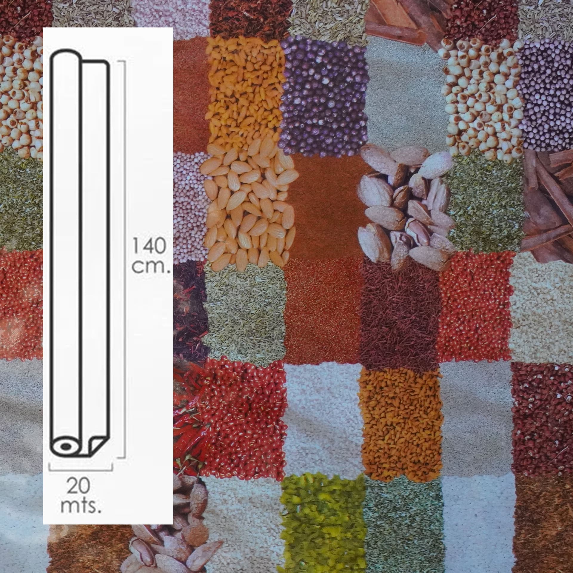 ***MEGA STOCK*** Rotolo da 20 metri (H140cm) di Tovaglia PVC telata cerata Per Casa, Sagre, Pizzerie CEREALI - 3