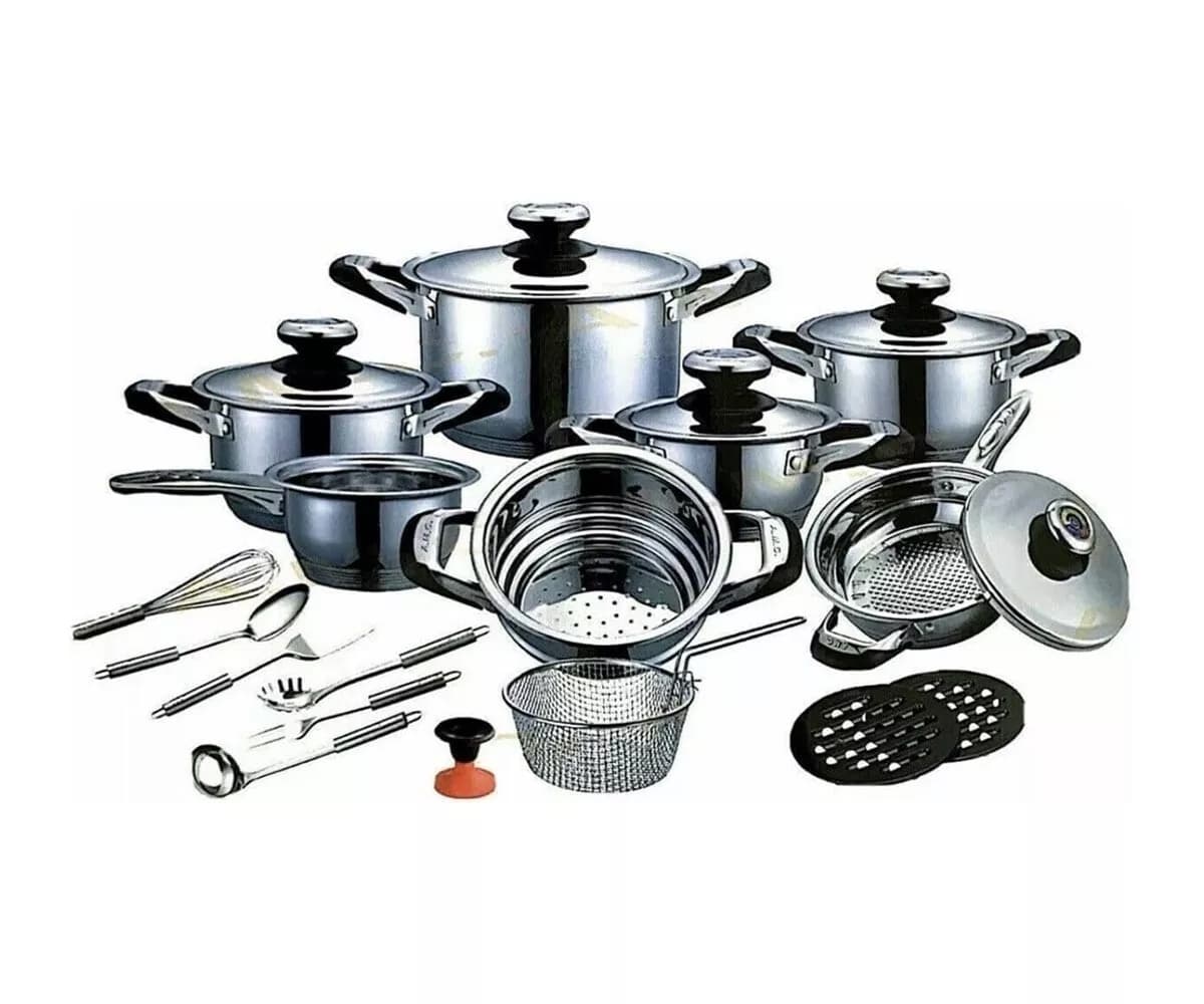 Set Di Pentole Antiaderenti Per Induzione In Acciaio Inox Da 23 Pezzi A.m.c. - 5