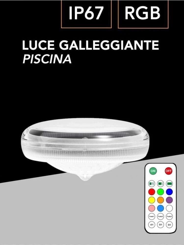 Lampada Led Rgb Pannello Solare Illuminazione Luce Galleggiante Per Piscina Ip67 - 2