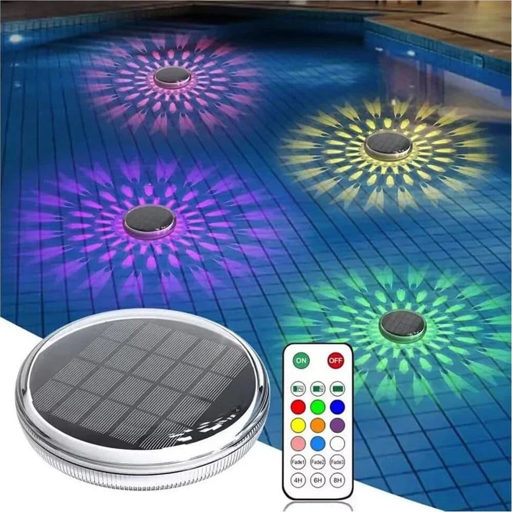 Lampada Led Rgb Pannello Solare Illuminazione Luce Galleggiante Per Piscina Ip67 - 3