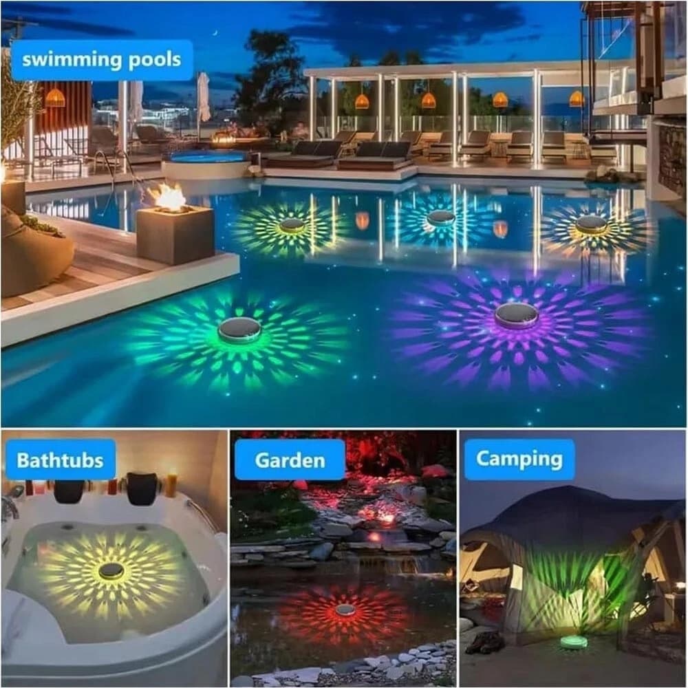 Lampada Led Rgb Pannello Solare Illuminazione Luce Galleggiante Per Piscina Ip67 - 4