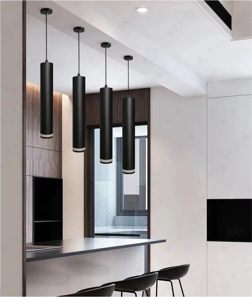 Lampadario A Sospensione Lampada Pendente Con Attacco Gu10 Nero - 3