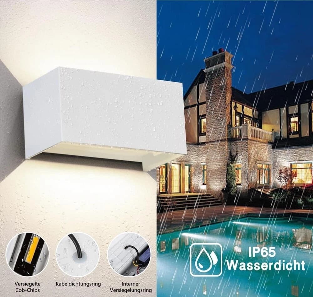 Applique Led Luce Bianca Lampada Da Parete Doppia Emissione Faretto 24 W Bianco - 4