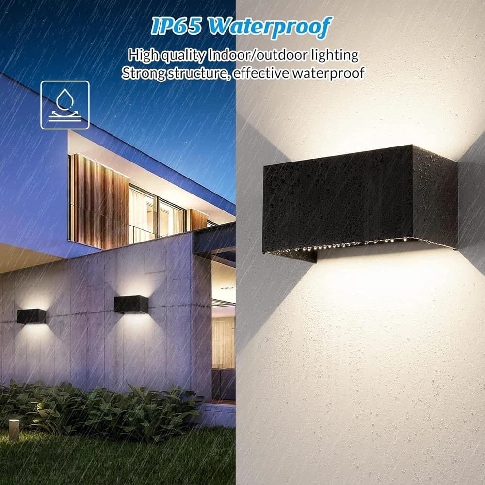 Applique Led 24 W Lampada Da Parete Doppia Emissione Luce Naturale 4000k Nero - 2