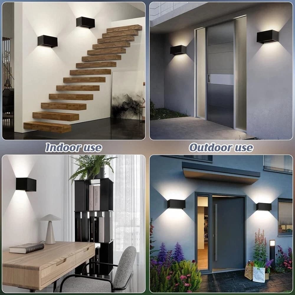 Applique Led 24 W Lampada Da Parete Doppia Emissione Luce Naturale 4000k Nero - 3