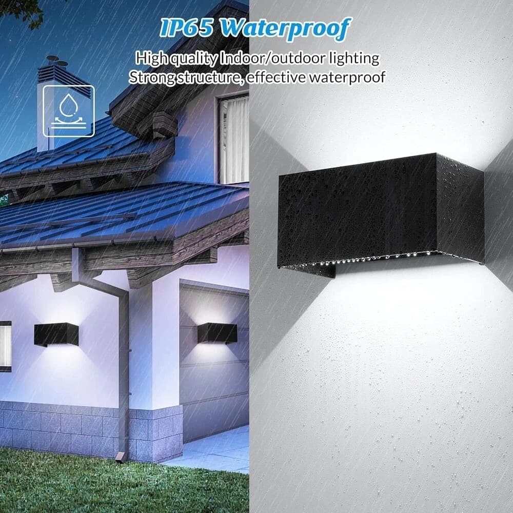 Applique Led 24 W Lampada Da Parete Doppia Emissione Luce Bianca 6500k Nero - 2